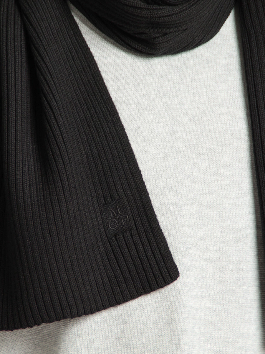 Черный хлопковый шарф с кашемиром